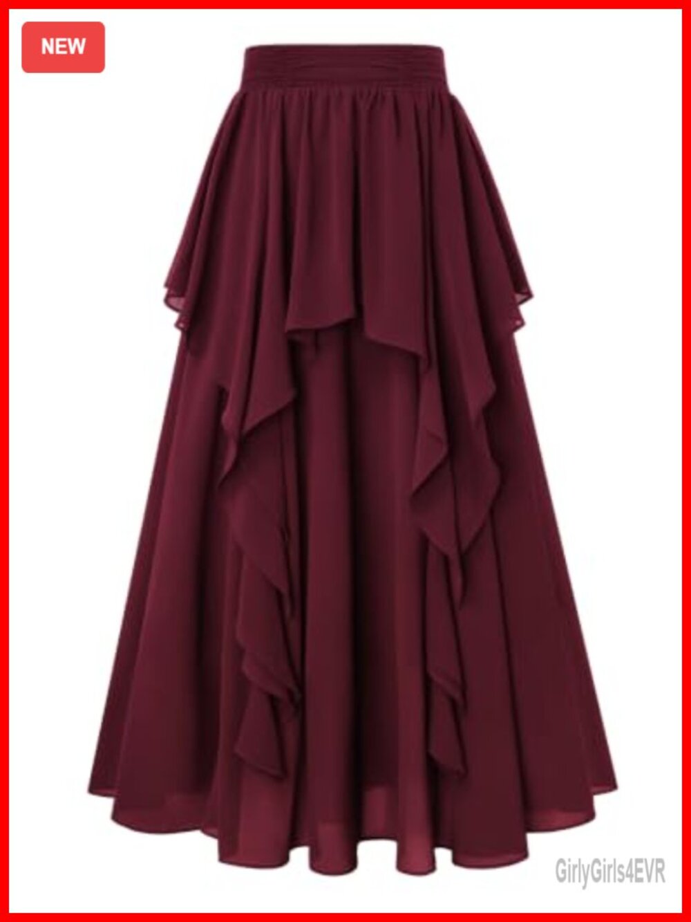 Women Renaissance High Waist Tiered A-Line Maxi Skirt Chiffon